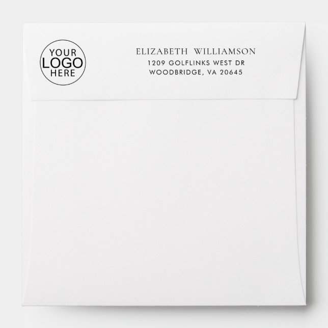 Business Logo Simple Return Address Envelope (Back (Top Flap))