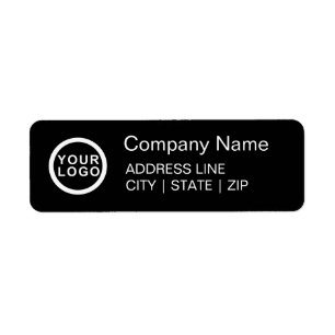 Business Logo Simple Return Address Labels   Black