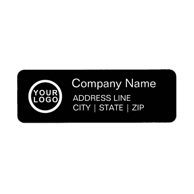 Business Logo Simple Return Address Labels | Black (Front)
