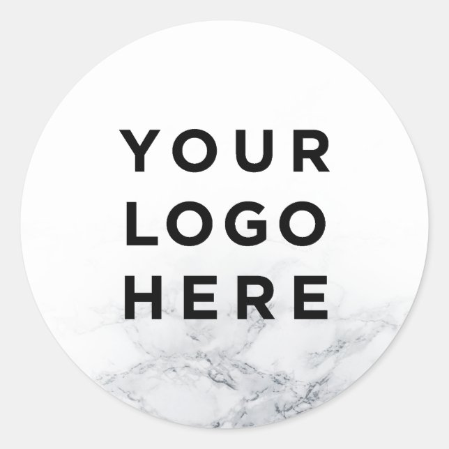 Business Logo Simple White Marble Stickers (Front)