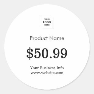 Business Logo   Simple White Price Tag Sticker