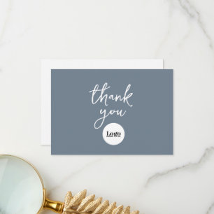Business Logo Slate Grey Thank You Card
