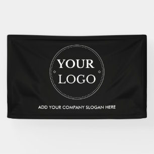 Business Logo Slogan Modern Promotional Black Banner