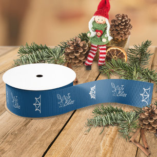 Business Logo & Snowflakes, Gold Branded Gift Grosgrain Ribbon