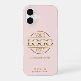 Business Logo Social Media Blush Pink Promotional iPhone 16 Case