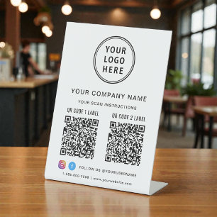 Business Logo Social Media Create 2 QR Codes Pedestal Sign