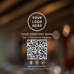 Business Logo Social Media Create Your QR Code Window Cling