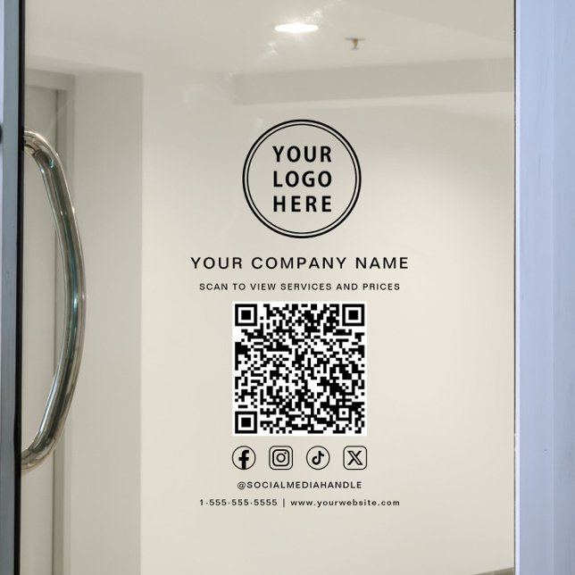 Business Logo Social Media Create Your QR Code Window Cling (Business Logo Social Media Create Your QR Code Window Cling)