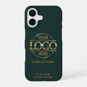 Business Logo & Social Media Green Promotional iPhone 16 Case
