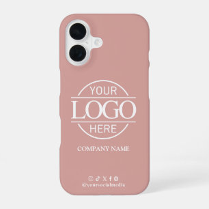 Business Logo & Social Media Pink Promotional iPhone 16 Case