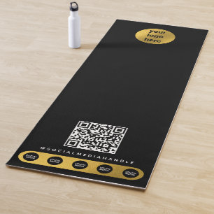 Business Logo Social Media QR Code Yoga Studio Mat
