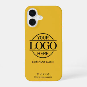 Business Logo & Social Media Yellow Promotional iPhone 16 Case