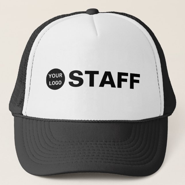 Business Logo Staff Black and White Trucker Hat (Front)