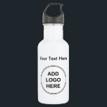 Business Logo Stainless Steel Water Bottle<br><div class="desc">Add your logo business promotional water bottles with logo template you can replace with your own business logo or graphic to promote your brand and advertise it everywhere you go. Customise the text template with your company name, slogan, or business motivational message to make your own. Supply one to every...</div>