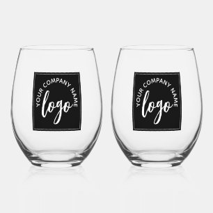 Business Logo  Stemless Wine Glass