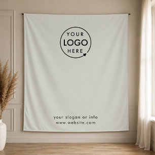 Business Logo Step and Repeat Grey Photo Backdrop Tapestry