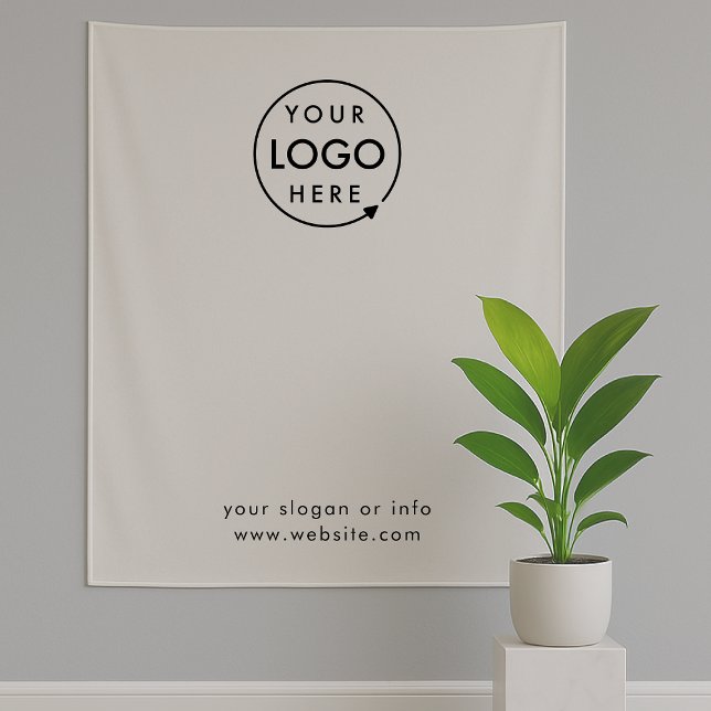 Business Logo Step and Repeat Grey Photo Backdrop  Tapestry (Creator Uploaded)