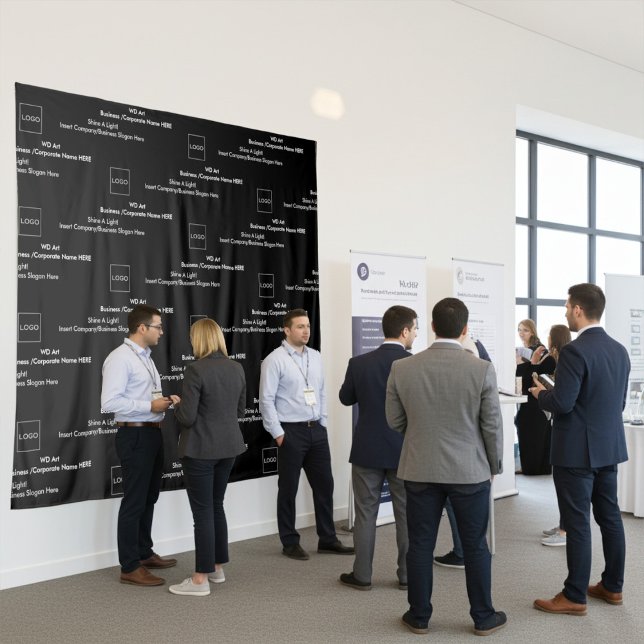 Business Logo Step and Repeat Tradeshow Backdrop Tapestry (Creator Uploaded)