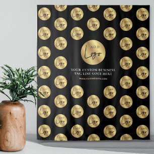 Business Logo Step & Repeat Black Gold Corporate Tapestry