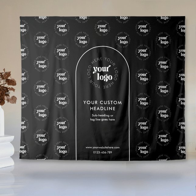 Business Logo Step Repeat Pattern Backdrop Banner Tapestry (Creator Uploaded)