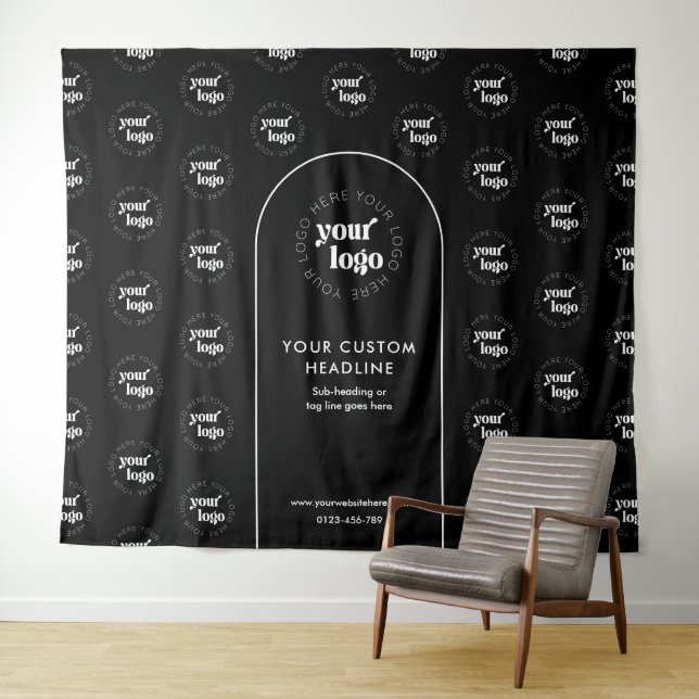 Business Logo Step Repeat Pattern Backdrop Banner Tapestry (In Situ (Horizontal))