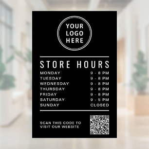 Business Logo Store Hours Create Your QR Code Window Cling