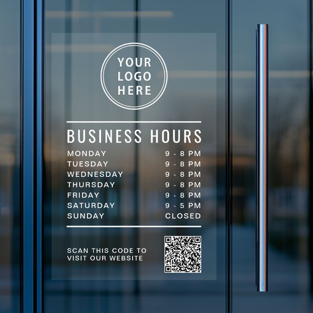 Business Logo Store Hours Create Your QR Code Window Cling (Business Logo Store Hours Create Your QR Code Window Cling)