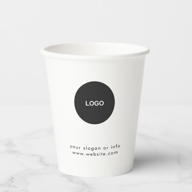 Business Logo | Stylish Black Modern Professional  Paper Cups (Front)