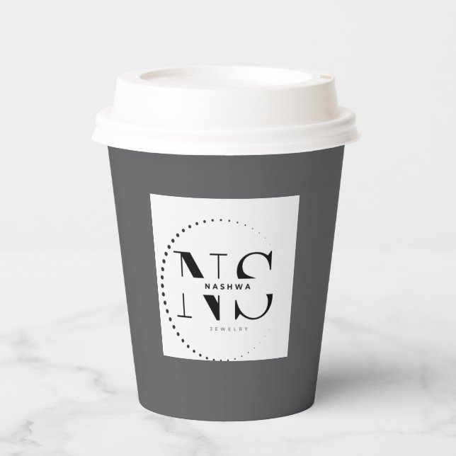 Business Logo Stylish grey Modern ProfessPaper cup (Front)