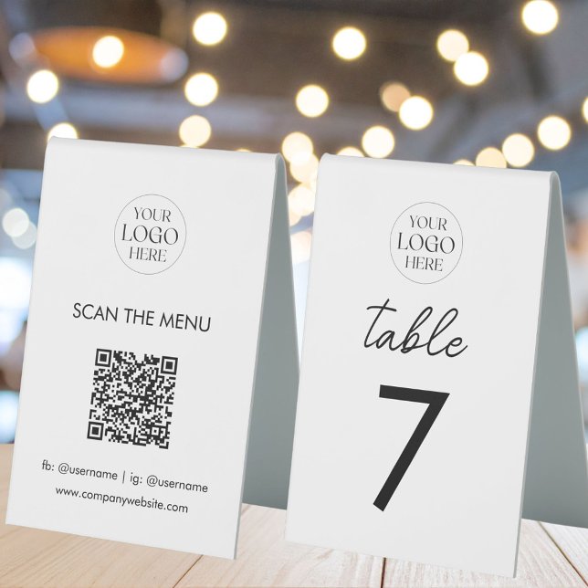 Business Logo Table Number Menu QR Code Modern (In situ)