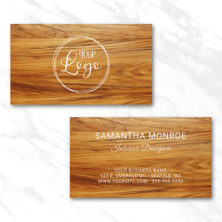 Business Logo Teak Wood Photo Card