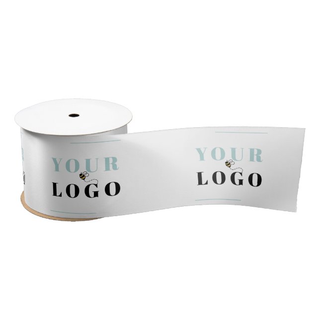 Business Logo Template Custom White Wide Satin Ribbon (Spool)