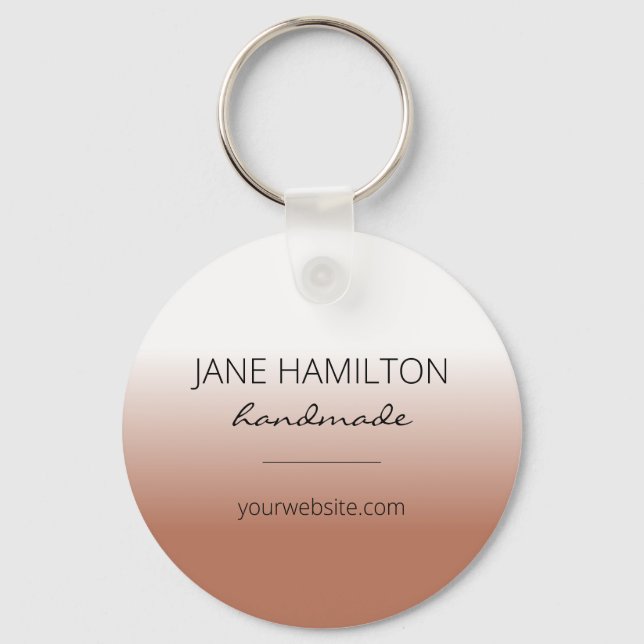 Business Logo Terracotta Simple Keychain (Front)