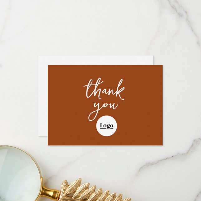 Business Logo Terracotta Thank You Card (Front/Back In Situ)