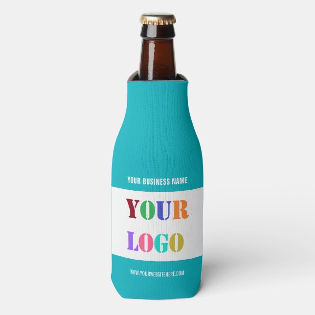 Business Logo Text Branded Bottle Cooler Example (Bottle Front)