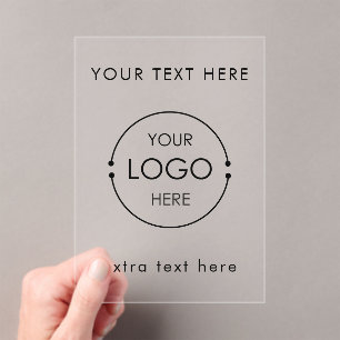 Business Logo Text Modern Minimalist Branded  Acrylic Invitations