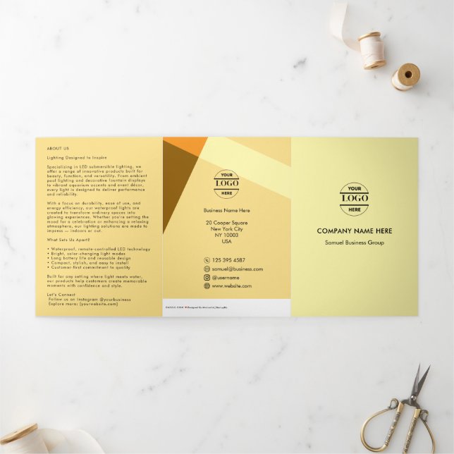 Business Logo & Text Modern  Tri-Fold Card (Outside)