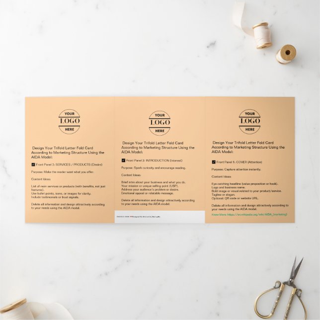 Business Logo & Text Modern Trifold Brochure (Outside)