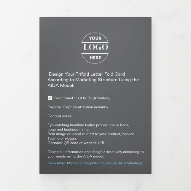 Business Logo & Text Modern Trifold Brochure (Cover)