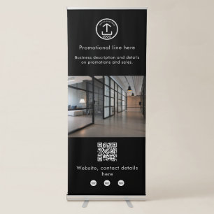Business Logo Text Photo QR Code Social Media Retractable Banner