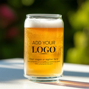  Business Logo & Text Promotional Corporate Beer Can Glass