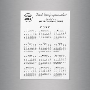 Business Logo Thank You 2026 Calendar Magnet