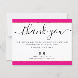 BUSINESS LOGO THANK YOU elegant pink gold glitter