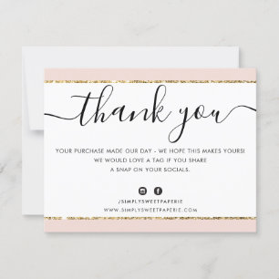 BUSINESS LOGO THANK YOU elegant pink gold glitter Card