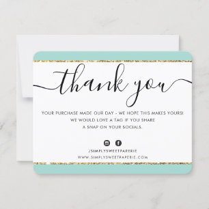 BUSINESS LOGO THANK YOU elegant pink gold glitter Card