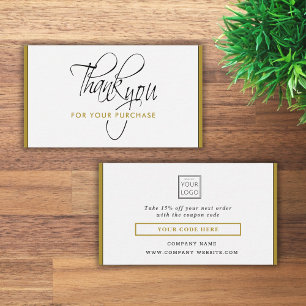 Business Logo Thank You Promo Code Company  Gold Discount Card