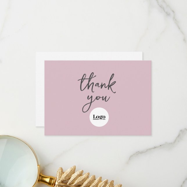 Business Logo Thistle Thank You Card (Front/Back In Situ)