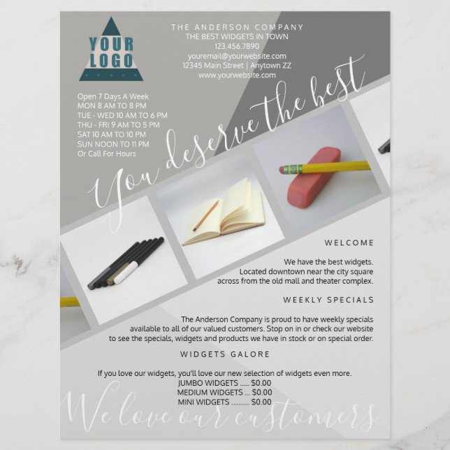 Business Logo Trendy Modern Geometric 3 Photo Flyer (Front)