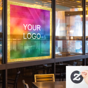 Business Logo Trendy Template Gold Glitter Look Window Cling