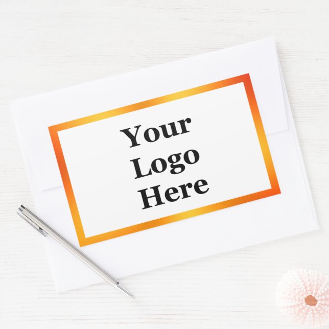 Business Logo White and Orange Gradient Border Rectangular Sticker (Envelope)